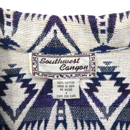 90s Vintage Jacquard Blazer, Chimayo Print, Size S, Concho Buttons, Native American Print, Southwest Canyon, Short Length