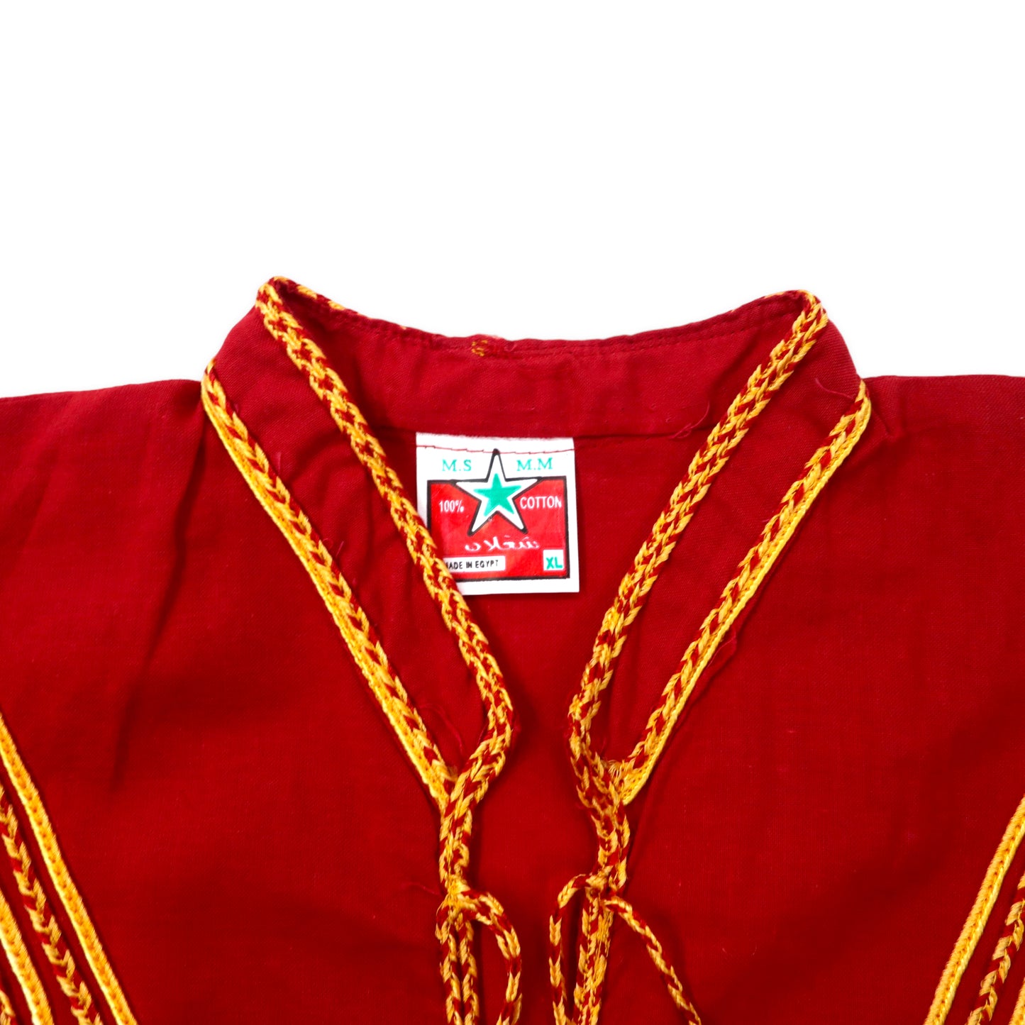 Vintage Embroidery Dress エジプト製 カフタンワンピース ハリージ XL レッド コットン 刺繍