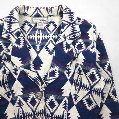 90s Vintage Jacquard Blazer, Chimayo Print, Size S, Concho Buttons, Native American Print, Southwest Canyon, Short Length