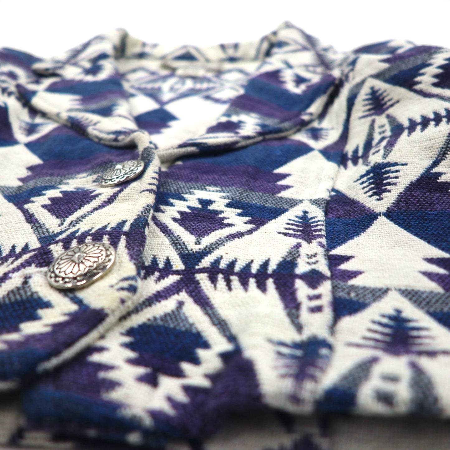 90s Vintage Jacquard Blazer, Chimayo Print, Size S, Concho Buttons, Native American Print, Southwest Canyon, Short Length