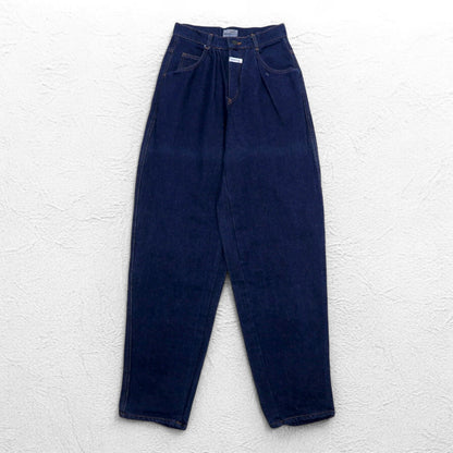 MARITHE + FRANCOIS GIRBAUD フランス製 80年代 Reproduction jeans ハイウエスト ワイド テーパード デニムパンツ S インディゴ ブルー コットン