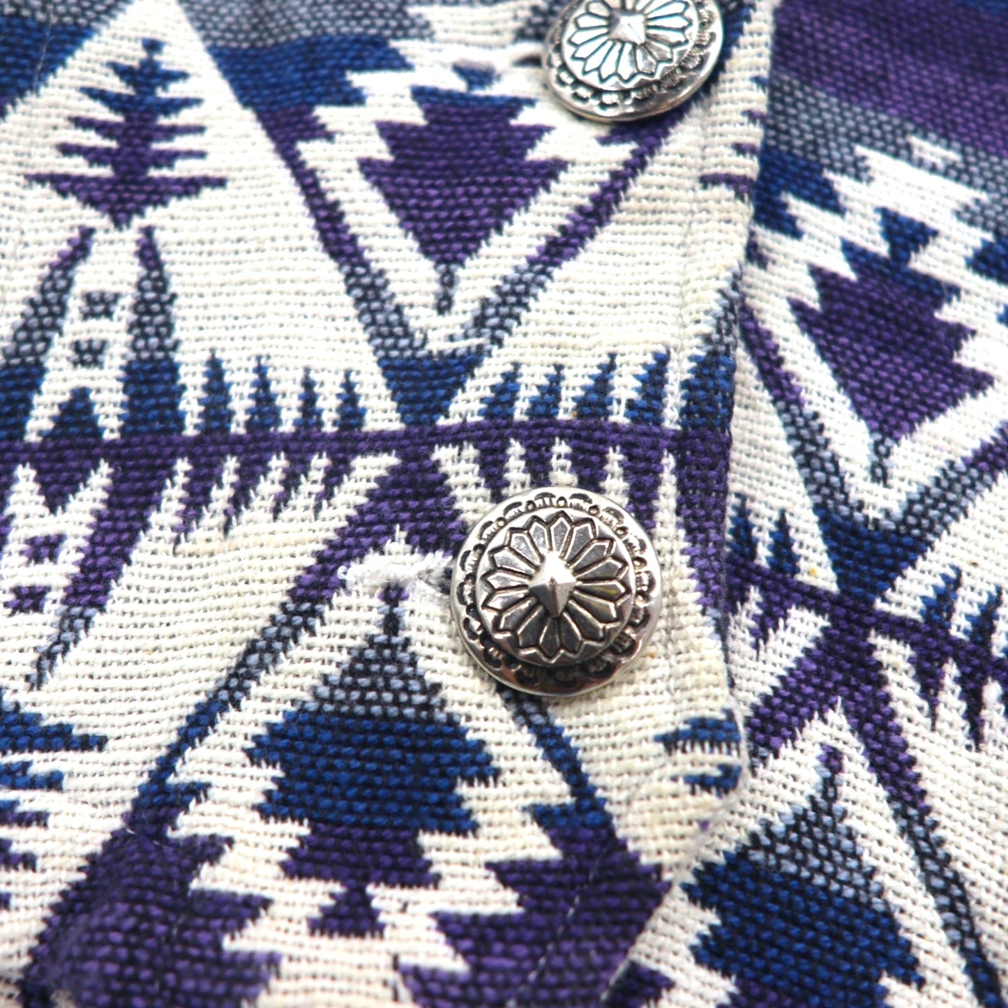 90s Vintage Jacquard Blazer, Chimayo Print, Size S, Concho Buttons, Native American Print, Southwest Canyon, Short Length