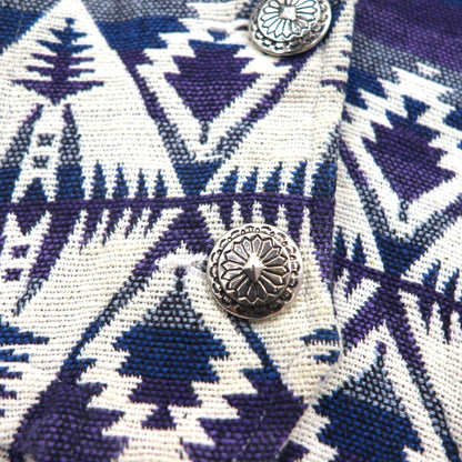 90s Vintage Jacquard Blazer, Chimayo Print, Size S, Concho Buttons, Native American Print, Southwest Canyon, Short Length