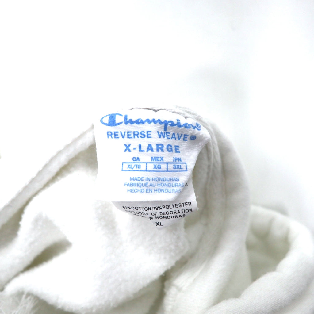 Champion Reverse Weave Pullover Hoodie XL White Cotton Blue Single Tag Reprint REVERSE WEAVE GF68WHC Made in Honduras