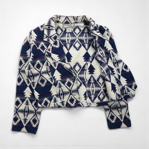90s Vintage Jacquard Blazer 90年代 チマヨ柄 ジャガードジャケット S コンチョボタン ネイティブ柄 短丈 Southwest Canyon