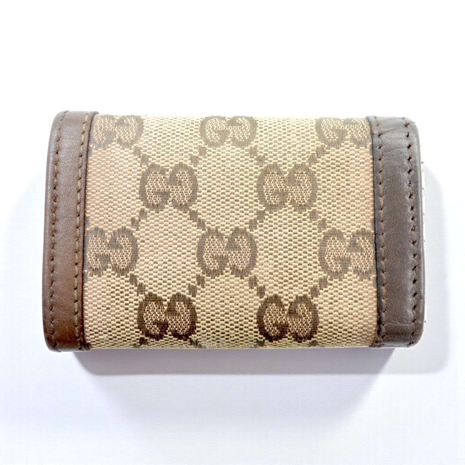 GUCCI GG Canvas 6 Key Case Brown Leather SUKEY Interlocking G 282432 Made in Italy