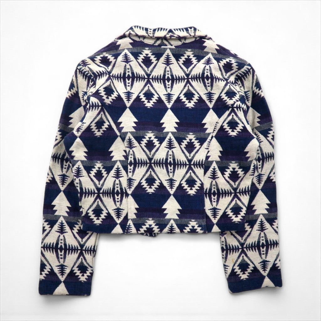 90s Vintage Jacquard Blazer, Chimayo Print, Size S, Concho Buttons, Native American Print, Southwest Canyon, Short Length