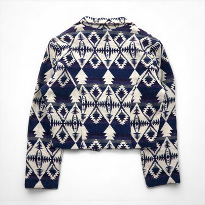 90s Vintage Jacquard Blazer, Chimayo Print, Size S, Concho Buttons, Native American Print, Southwest Canyon, Short Length