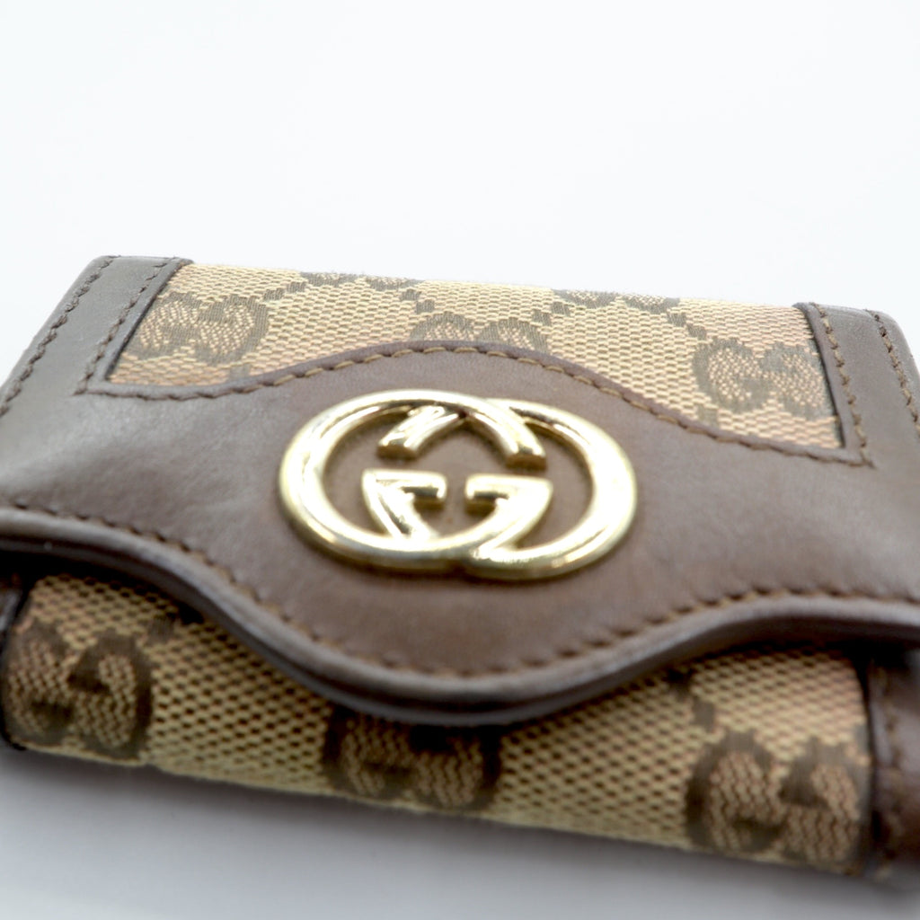GUCCI GG Canvas 6 Key Case Brown Leather SUKEY Interlocking G 282432 Made in Italy