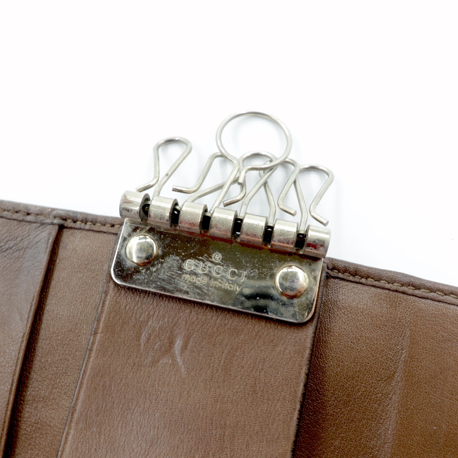 GUCCI GG Canvas 6 Key Case Brown Leather SUKEY Interlocking G 282432 Made in Italy