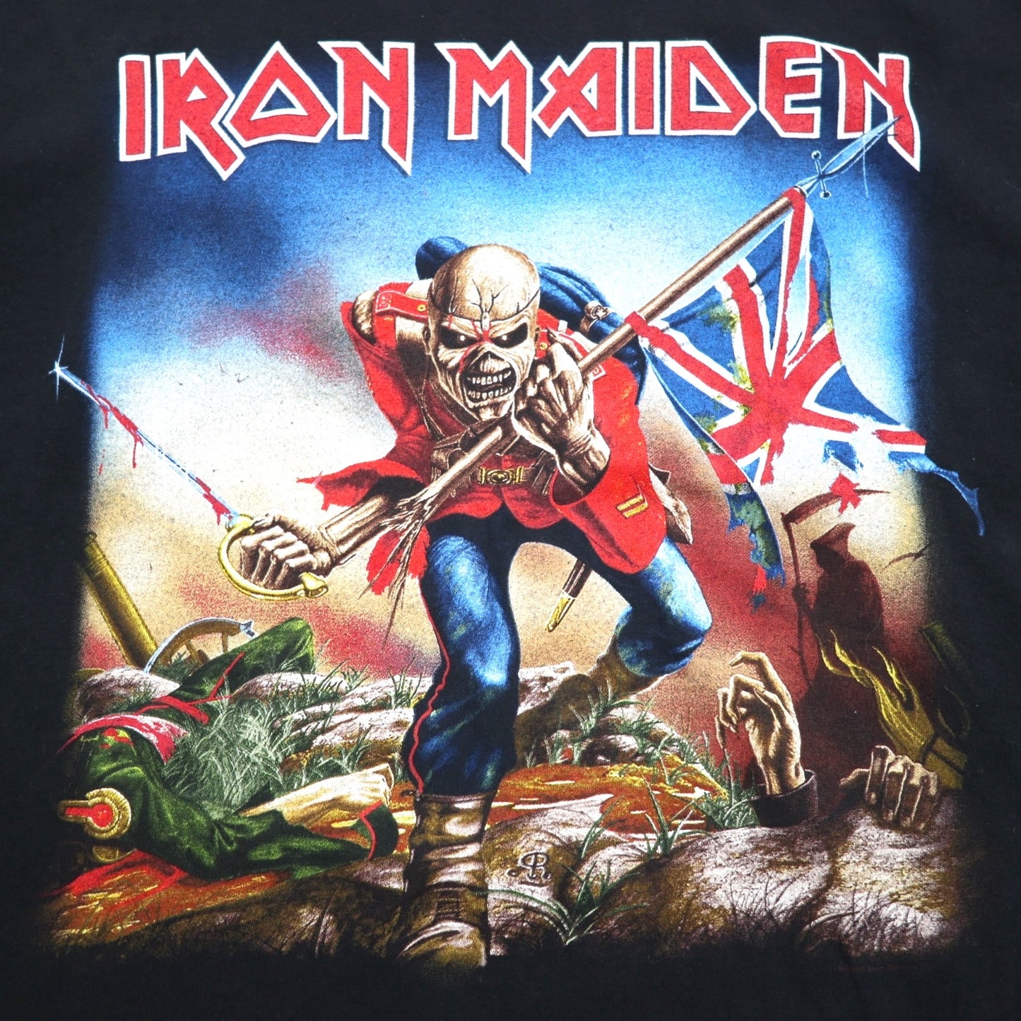 IRON MAIDEN アイアンメイデン ロック バンド Tシャツ L ブラック コットン The Trooper 明日なき戦い