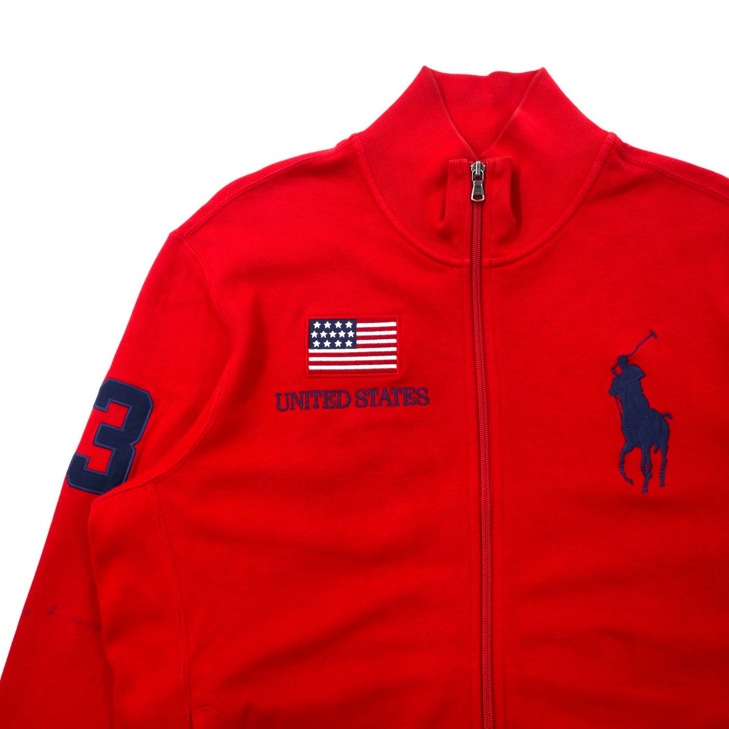 Polo by Ralph Lauren リバースウィーブ仕様 ビッグポニー トラックジャケット ジャージ LL レッド コットン UNITED STATE 星条旗 ナンバリング