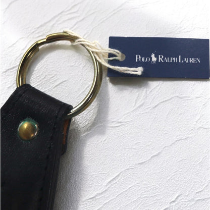 Polo by Ralph Lauren USA製 レザー キーホルダー キーリング チャーム ブラック ポニー 未使用品