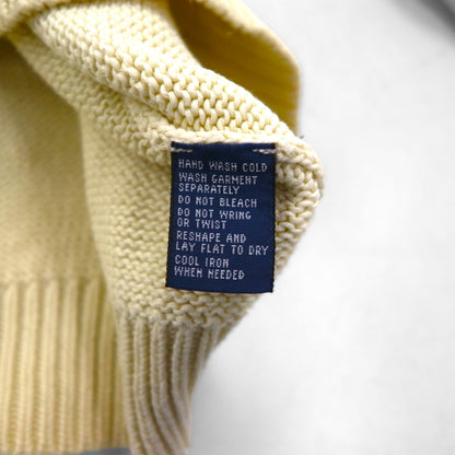 Polo Ralph Lauren 90年代 Vネック ローゲージ コットンニット セーター XL スモールポニー刺繡