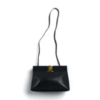 Salvatore Ferragamo 2-Way Shoulder Bag/Clutch Bag Vara Ribbon Black Leather D210588