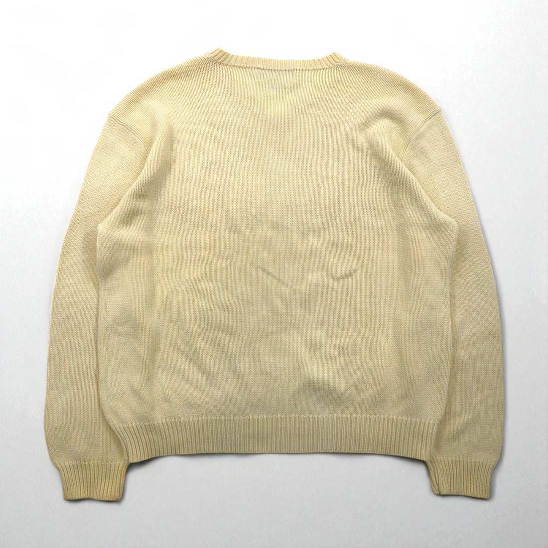 Polo Ralph Lauren 90年代 Vネック ローゲージ コットンニット セーター XL スモールポニー刺繡