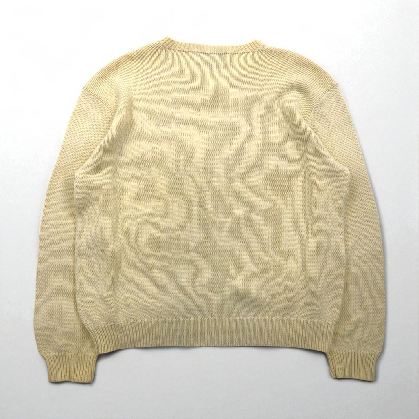 Polo Ralph Lauren 90年代 Vネック ローゲージ コットンニット セーター XL スモールポニー刺繡