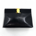Salvatore Ferragamo 2-Way Shoulder Bag/Clutch Bag Vara Ribbon Black Leather D210588