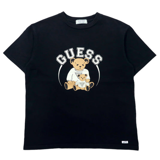 日本然リトテ-古着オンライン-GUESS ビッグサイズ テディーベア ロゴプリントTシャツ S ブラック コットン ヘビーウェイト MI2K8336IA-GUESS Size Teddy Bear Logo Print T-Shirt S Black Cotton Heavy Weight MI2K8336IA