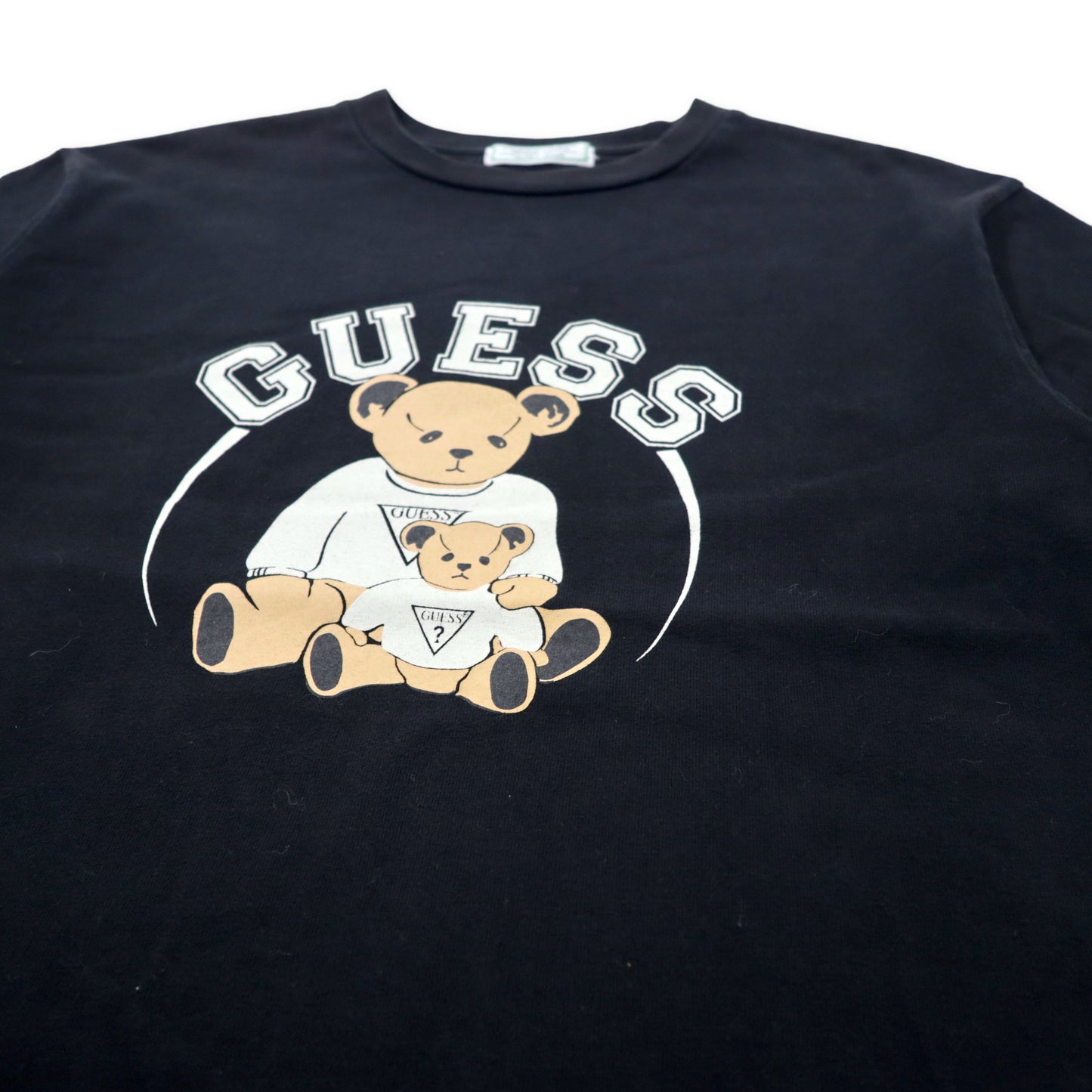 GUESS ビッグサイズ テディーベア ロゴプリントTシャツ S ブラック コットン ヘビーウェイト MI2K8336IA