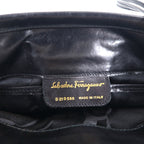 Salvatore Ferragamo 2-Way Shoulder Bag/Clutch Bag Vara Ribbon Black Leather D210588