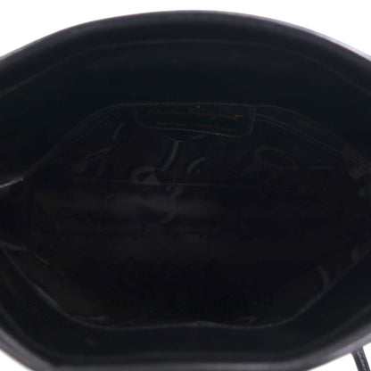 Salvatore Ferragamo 2WAY ショルダーバッグ クラッチバッグ ヴァラ リボン ブラック レザー D210588