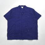80s SUPREME Open Collar Cuban Shirt, Size 2XL, Navy, Polyester and Cotton