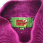 KENZO GOLF 90年代 モックネック ハイゲージニット セーター S パープル ウール ワンポイントロゴ刺繍 日本製