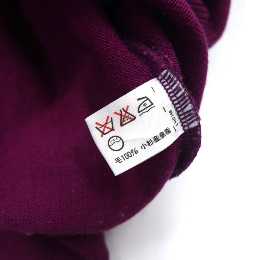 KENZO GOLF 90年代 モックネック ハイゲージニット セーター S パープル ウール ワンポイントロゴ刺繍 日本製