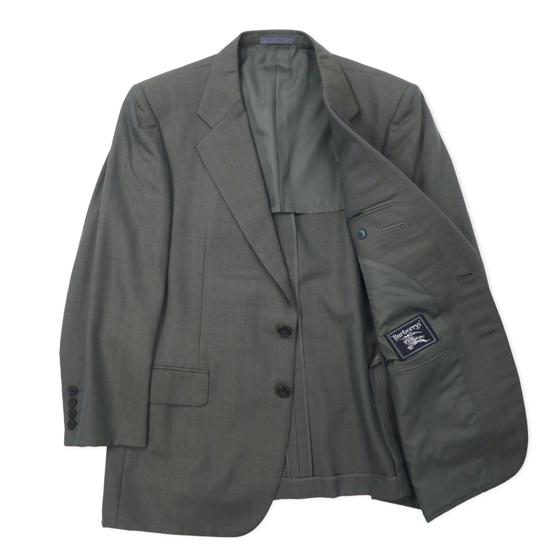 Burberrys Old 2B Suit Set 96-86-170 AB5 Khaki Iridescent Check Wool Made in Japan