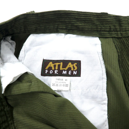 ATLAS FOR MEN 2タック ワイド コーデュロイパンツ 46 カーキ コットン