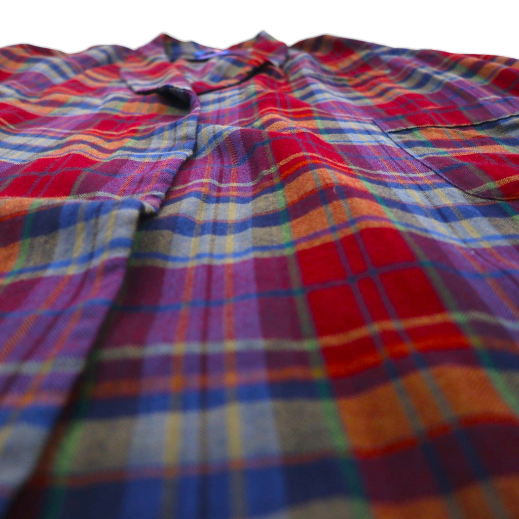 PENDLETON USA-Made Gown, Collarless Coat, XL, Red Wool Check