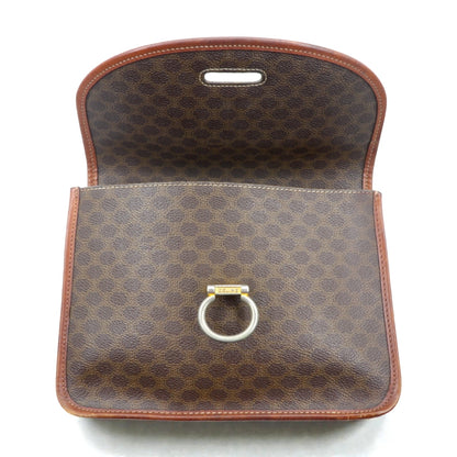CELINE Second Bag Pouch Brown Leather Macadam Pattern Old DM91 Made in Italy