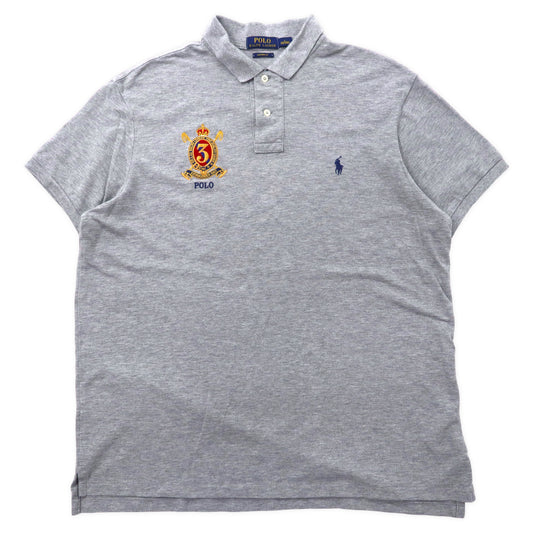 日本然リトテ-古着オンライン-POLO RALPH LAUREN ポロシャツ 180 グレー コットン エンブレムロゴ スモールポニー刺繍-POLO RALPH LAUREN Polo Shirt 180 Gray Cotton Emblem Small Pony Embroidery