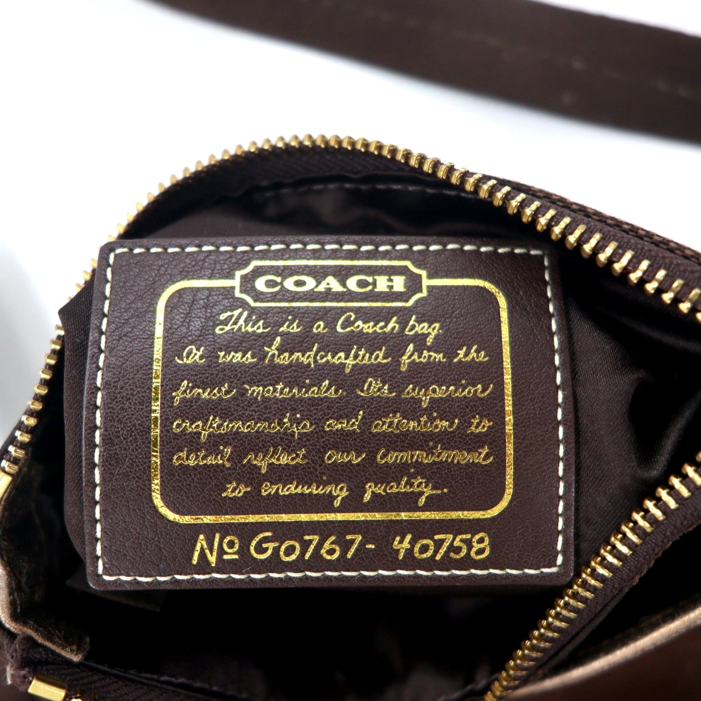 COACH シグネチャー ストライプ スイングパック ショルダーバッグ ブラウン キャンバス レザー 40758