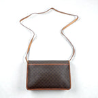 CELINE Shoulder Bag Brown Leather Macadam Pattern Old M90 Made in Italy