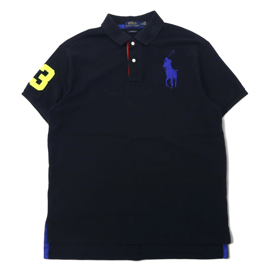 日本然リトテ-古着オンライン-POLO RALPH LAUREN ビッグポニー ポロシャツ L ブラック コットン 鹿の子 CUSTOM FIT スリランカ製-POLO RALPH LAUREN Big Pony Polo Shirt L Black Cotton Pique CUSTOM FIT Sri Lanka Made