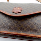 CELINE Shoulder Bag Brown Leather Macadam Pattern Old M90 Made in Italy