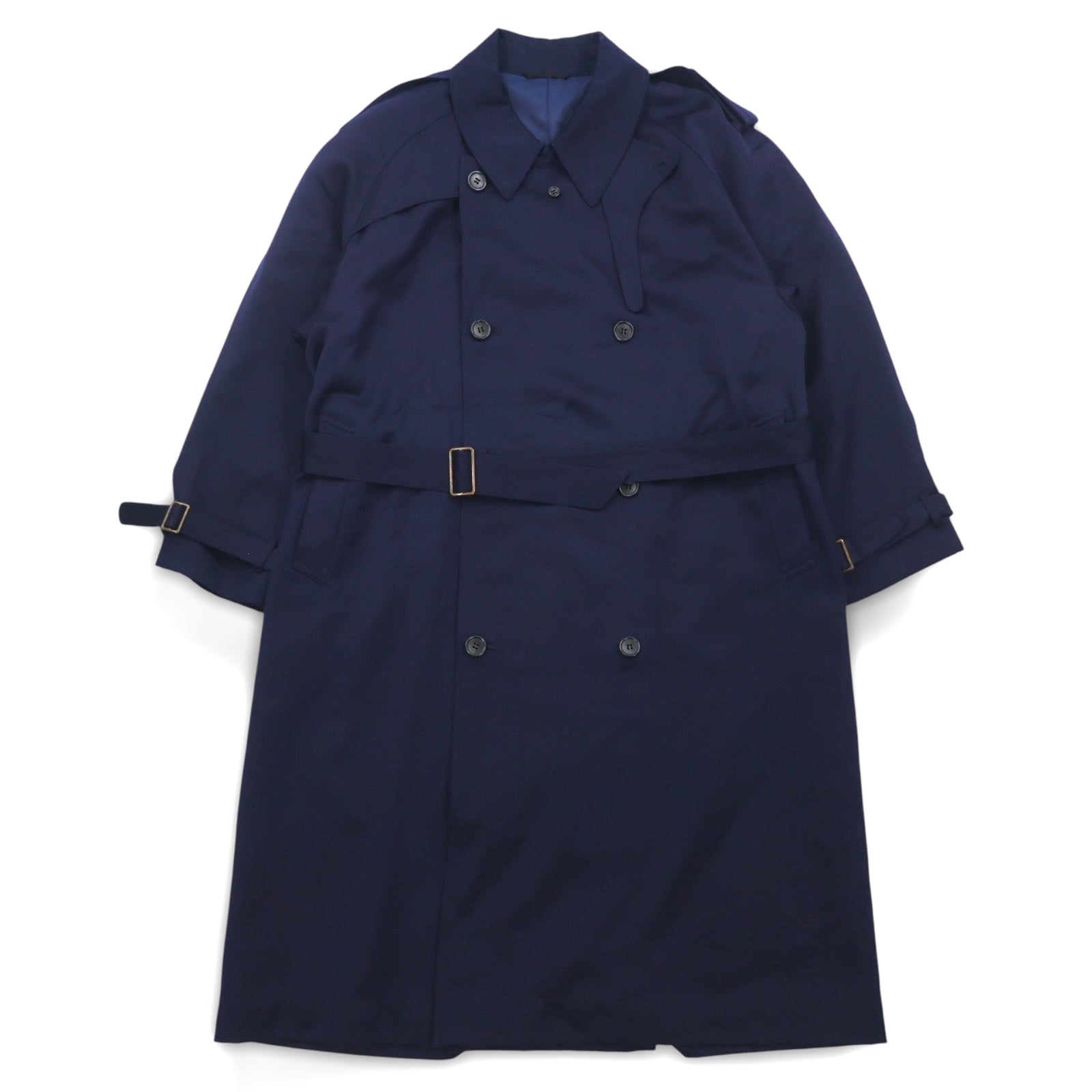 NOIL double-breasted trench coat L navy wool with belt