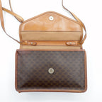 CELINE Shoulder Bag Brown Leather Macadam Pattern Old M90 Made in Italy