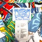 Reyn Spooner x Warner Bros. Looney Tunes Aloha Shirt, XL, Blue, Rayon, Open Collar, All-Over Print, Character Print