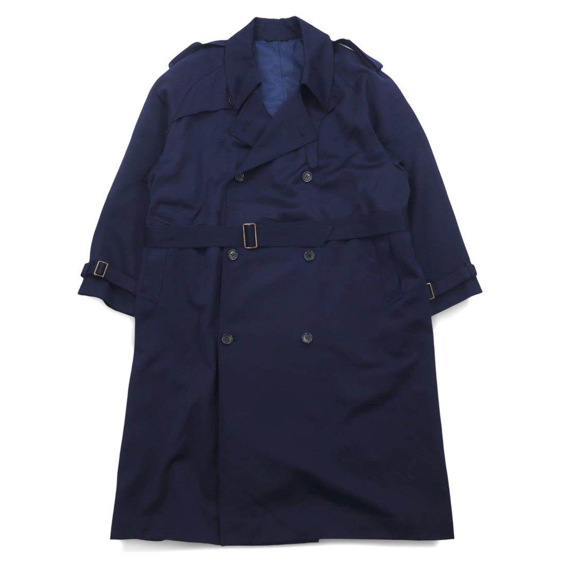 NOIL double-breasted trench coat L navy wool with belt