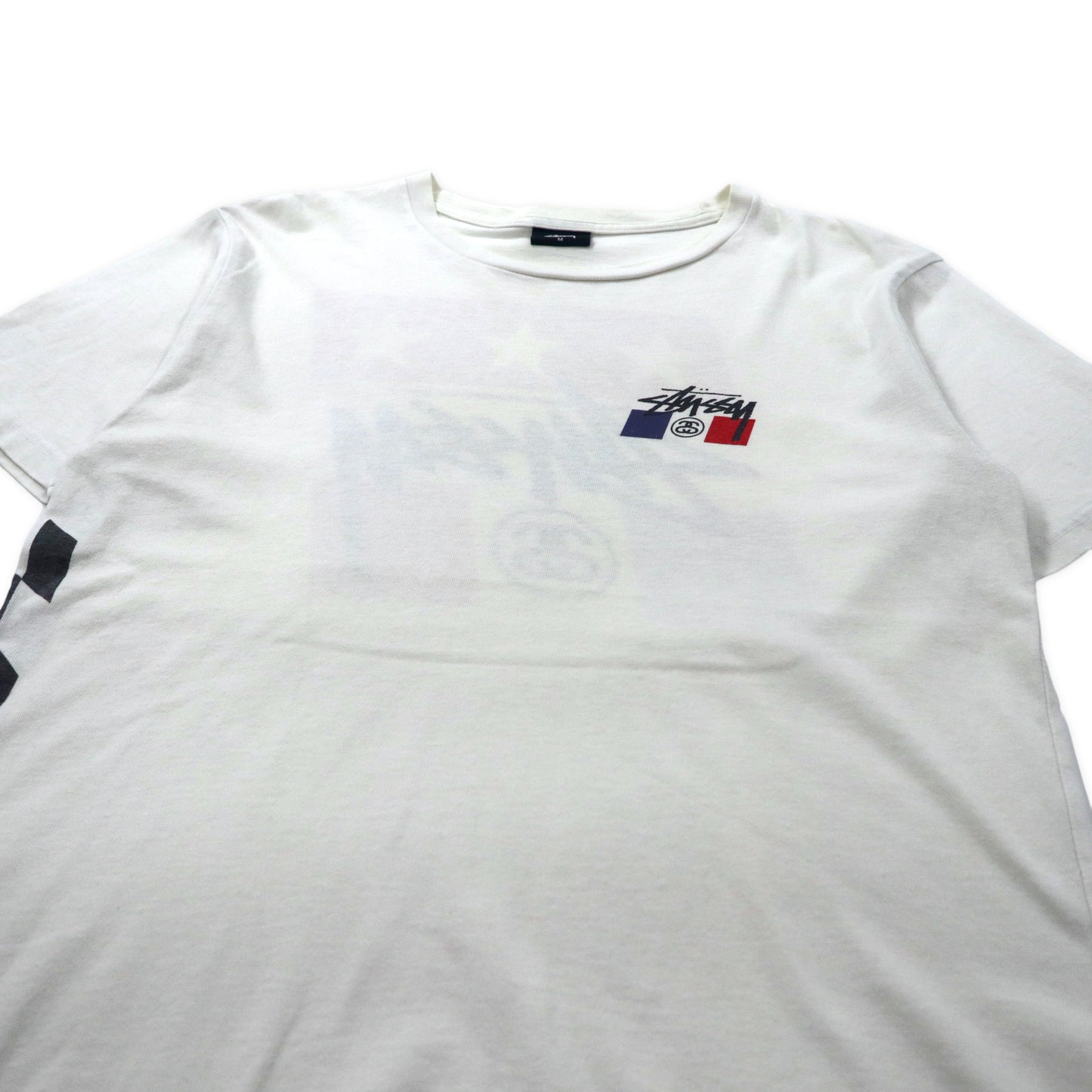 Stussy ストックロゴ プリントTシャツ M ホワイト コットン バックプリント