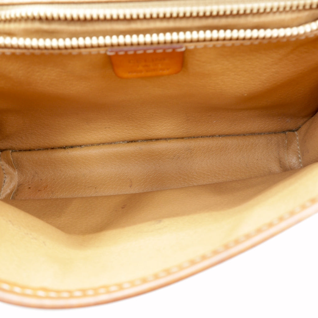 CELINE Shoulder Bag Brown Leather Macadam Pattern Old M90 Made in Italy