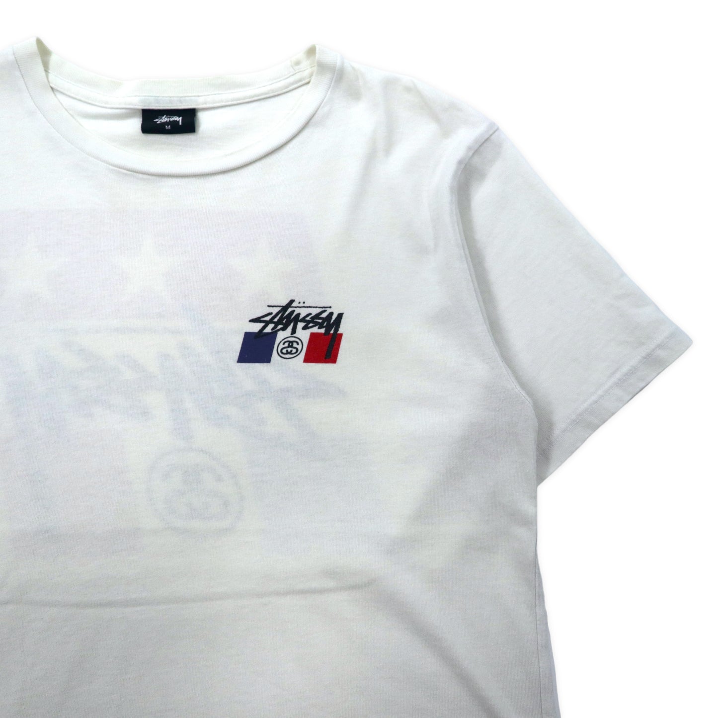 Stussy Stock Logo Print T-Shirt M White Cotton Back Print