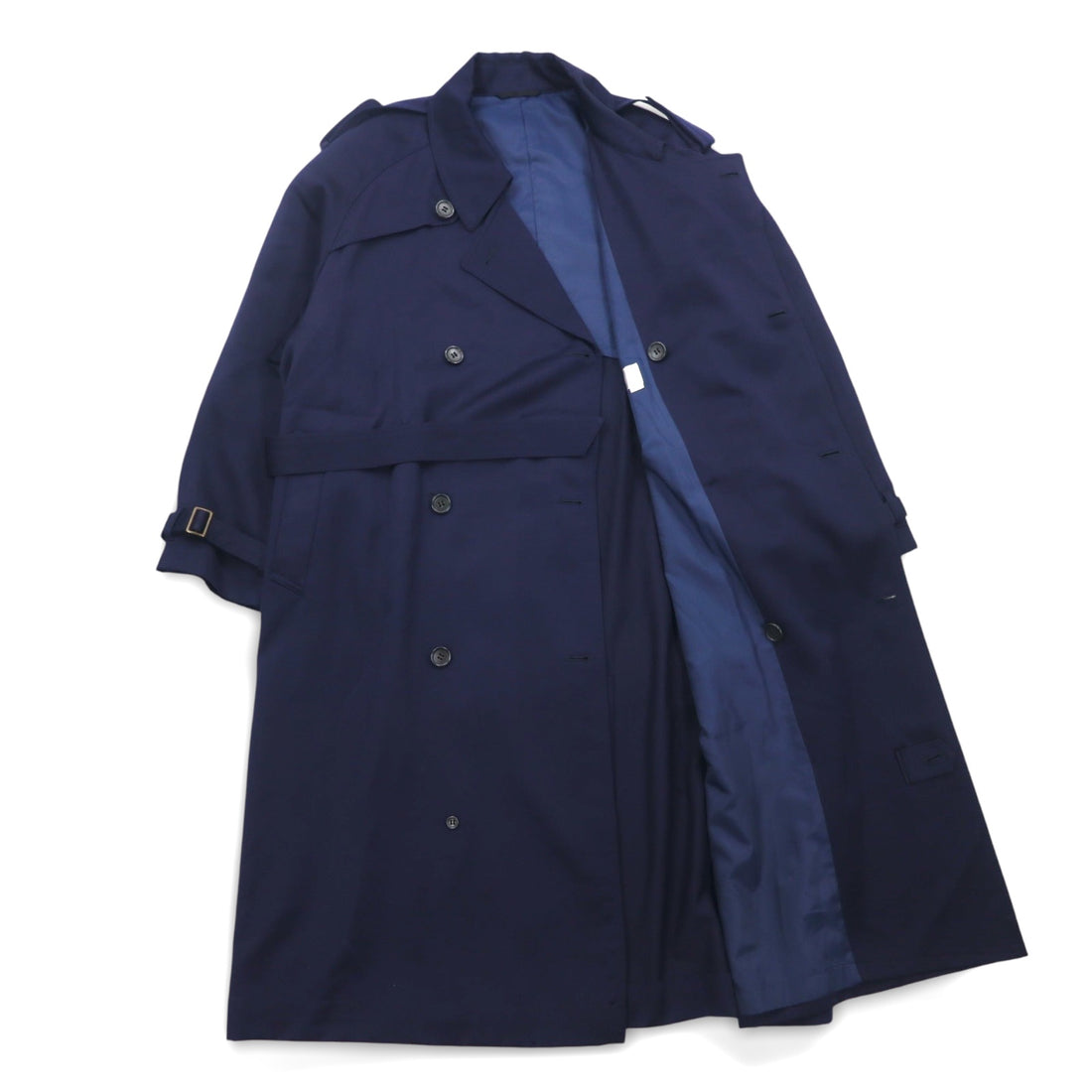 NOIL double-breasted trench coat L navy wool with belt