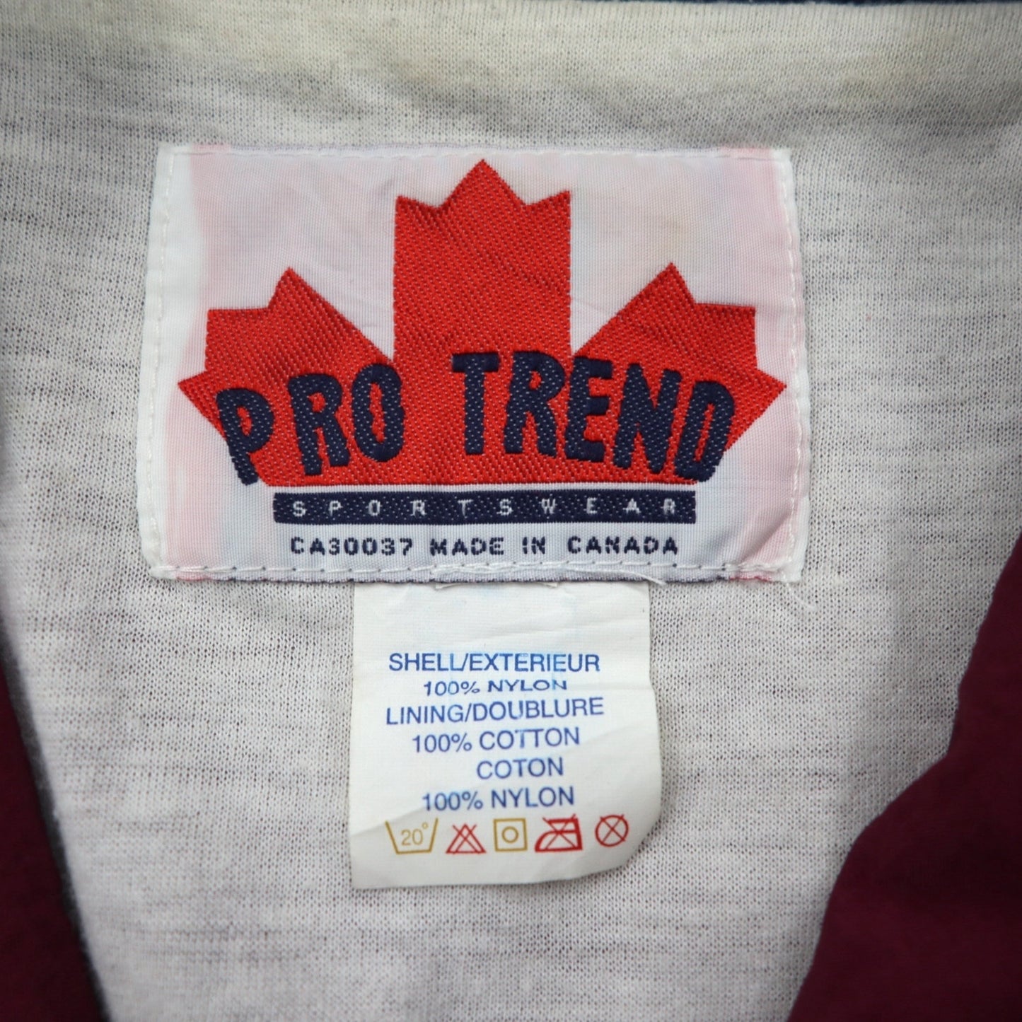 90s Canada Vintage Sport Jacket, Made in Canada, Nylon Jersey, Size XL, Color Block, PRO TREND