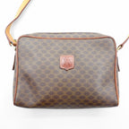 CELINE Shoulder Bag Brown Leather Macadam Pattern M06 Made in Italy