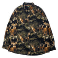 日本然リトテ-古着オンライン-RED HEAD ボタンダウンシャツ L ブラック コットン 総柄 アニマル 鹿-RED HEAD button-down Shirts L black cotton patterned animal deer