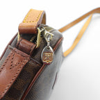 CELINE Shoulder Bag Brown Leather Macadam Pattern M06 Made in Italy